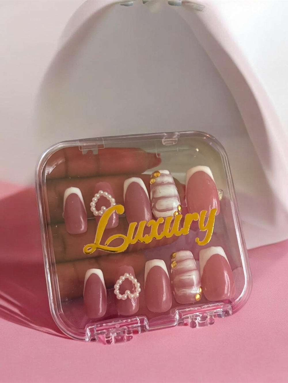 Luxury Pink French Tip Press-On Nail Set by